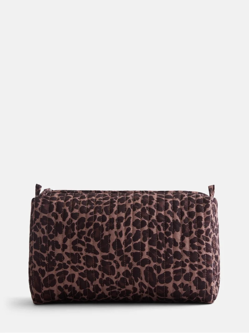 No Boundaries Quilted Pouch with Hair Scrunchie Set, 2-Piece, Women's, Leopard | Walmart (US)