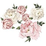Peony Floral Decals Vintage Pink Peony Watercolor Art Girl Nursery Peony Flower New Trendy Stickers  | Amazon (US)