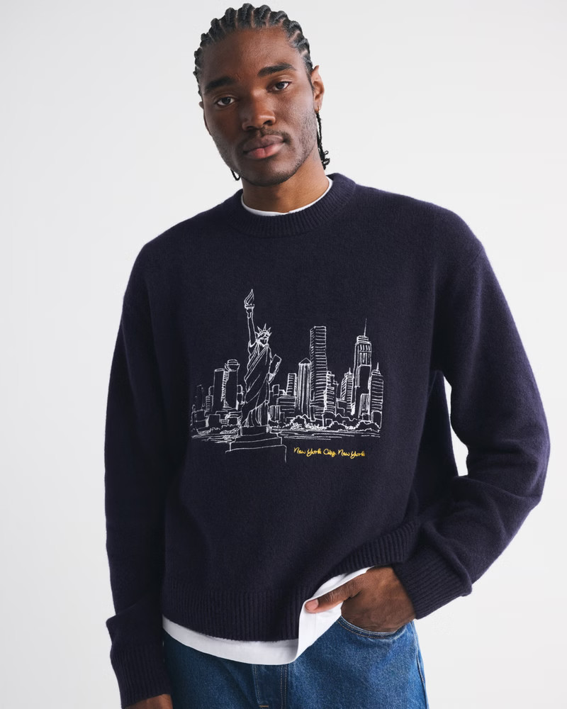 Oversized NYC Graphic Crew Sweater | Abercrombie & Fitch (US)