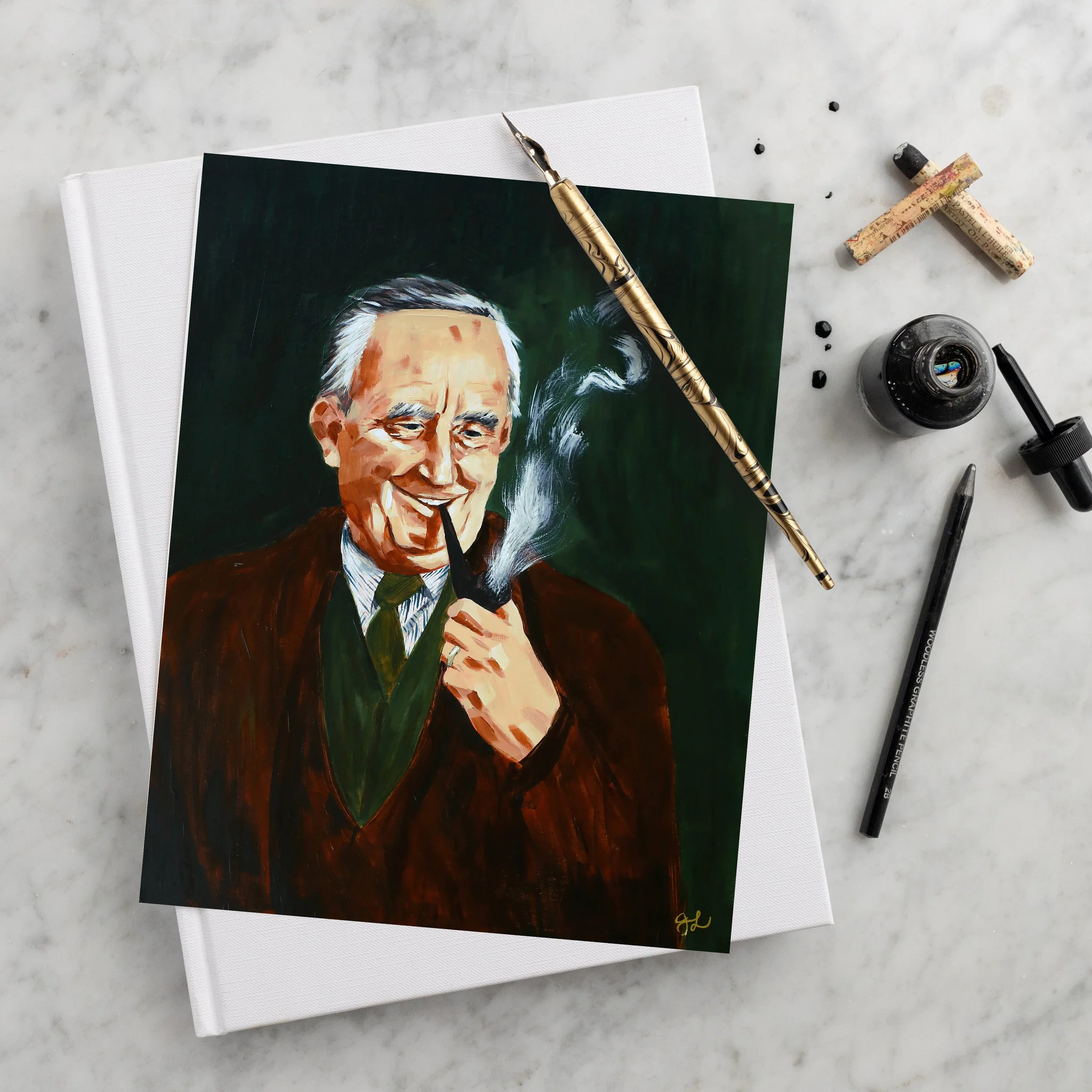 Tolkien & His Pipe Luxe Art Print | Lindsay Letters, LLC