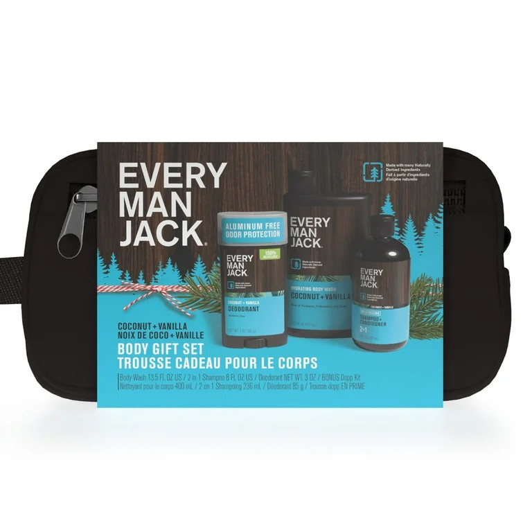 Every Man Jack Coconut + Vanilla Holiday Body Dopp Kit Christmas Holiday Gift Set for All Skin Ty... | Walmart (US)