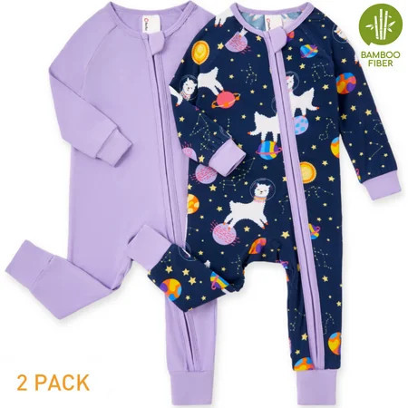 PatPat Baby Girl Clothes Baby Pajamas Viscose from Bamboo Snug Fit Footless Zip Bodysuits Baby Sleep N Play Pajamas for Boys and Girls 2Pack,0-3 Months | Walmart (US)
