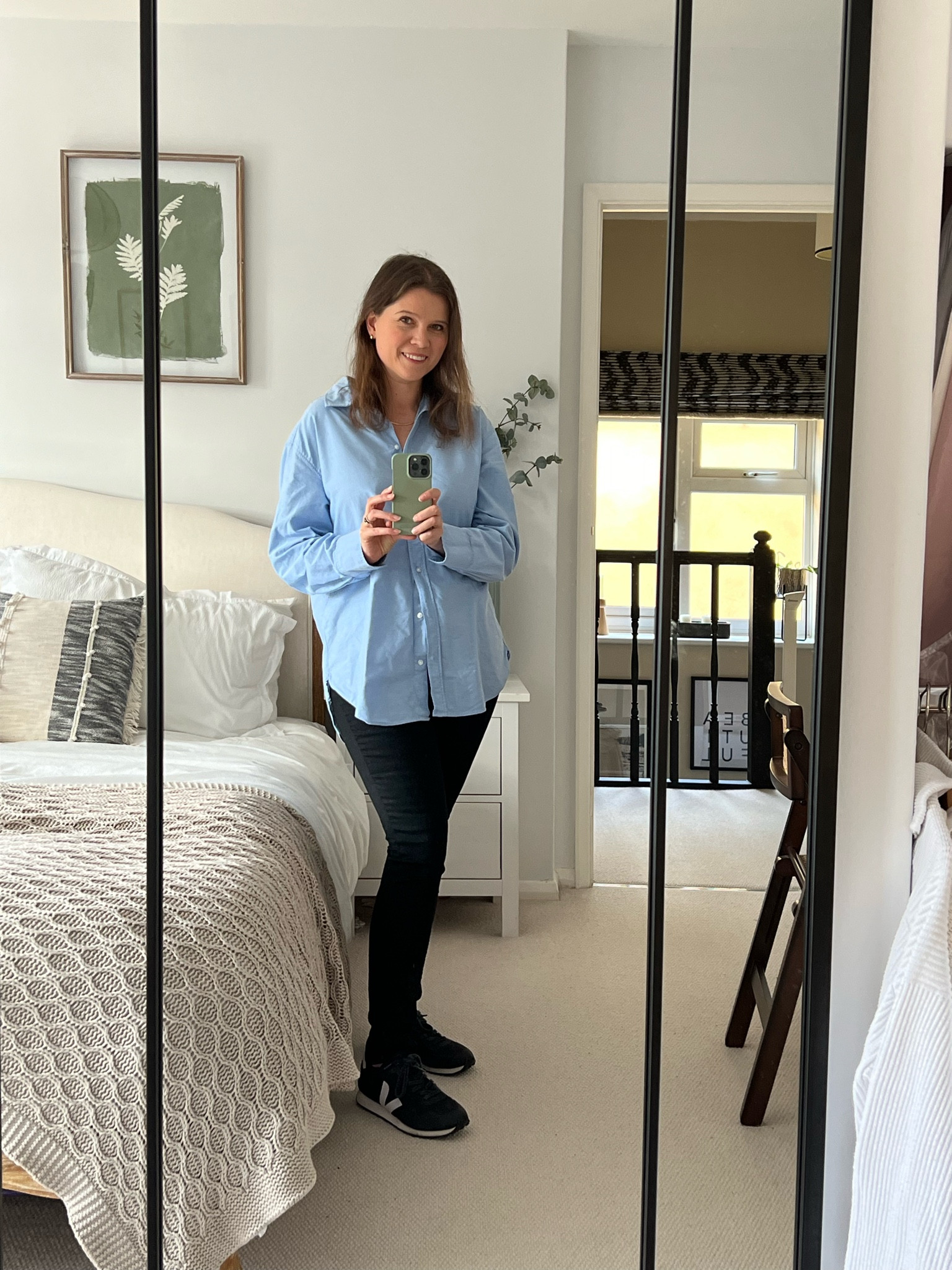 Oversized shirt, Blue Oxford Shirt with black skinny jeans and Veja trainers 

#LTKuk #LTKautumn #LTKstyletip