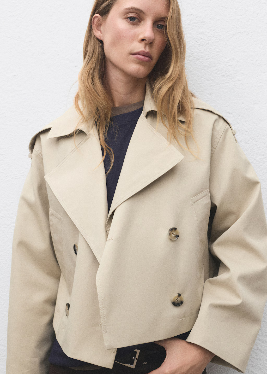 Double-breasted cropped trench coat | Mango (US/MX/AU)