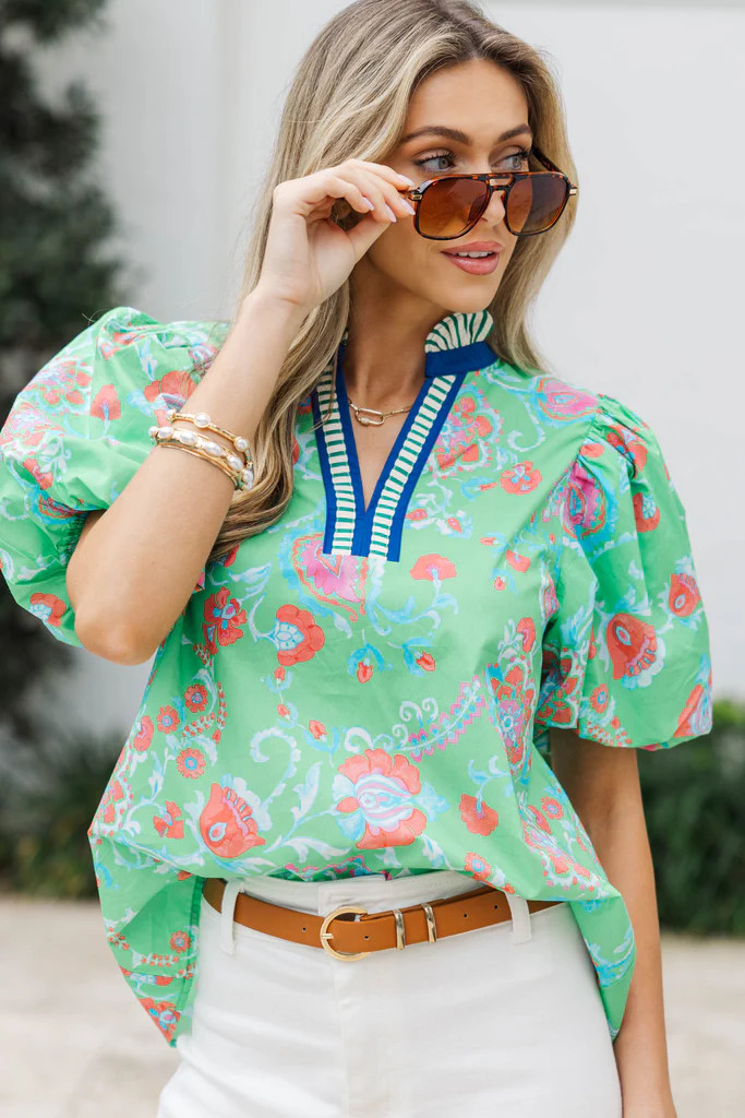 Springtime in the Grove Green Paisley Floral Top | The Mint Julep Boutique