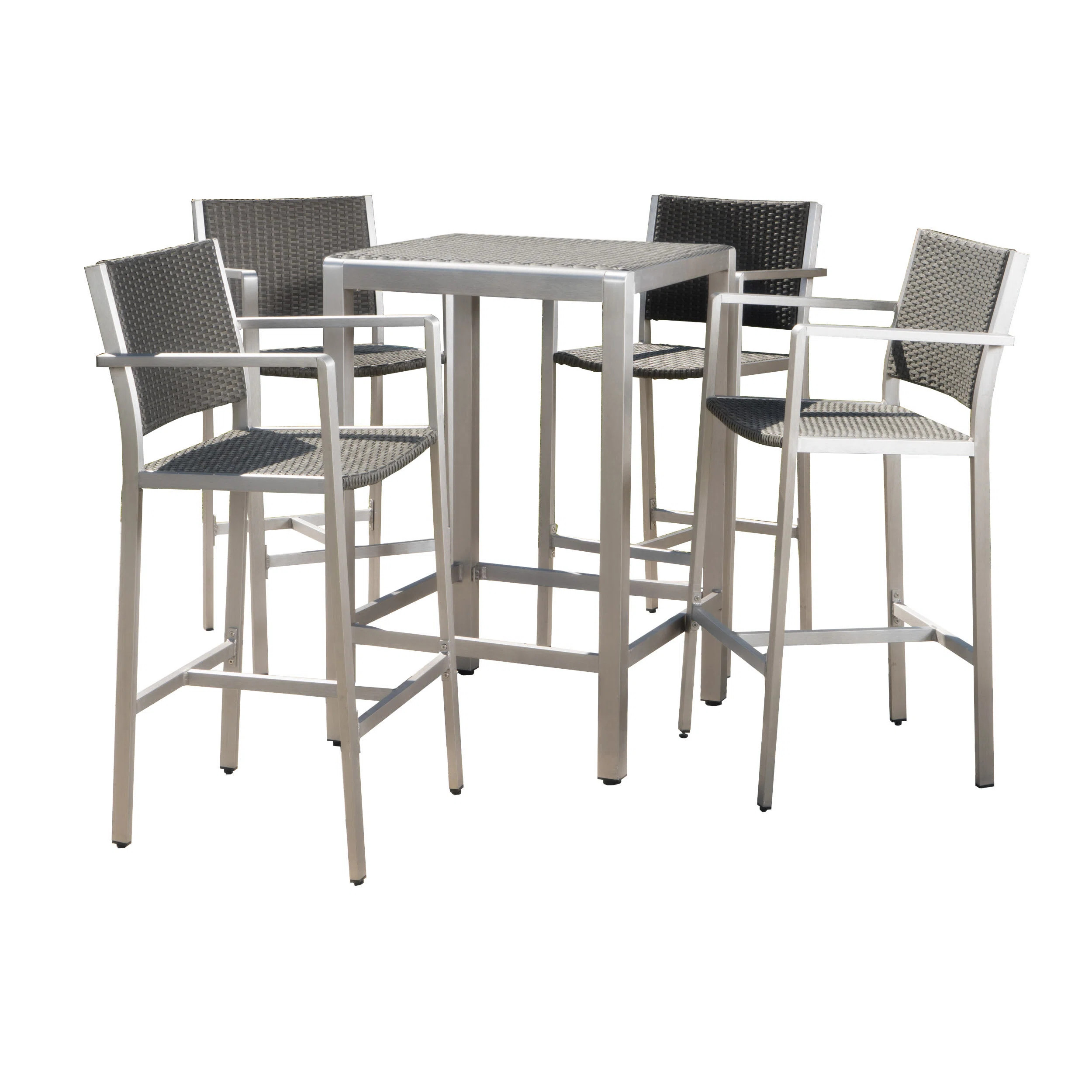 Wade Logan\u00ae Caggiano Square 4 - Person 27" Long Aluminum Bar Height Dining Set & Reviews | W... | Wayfair North America