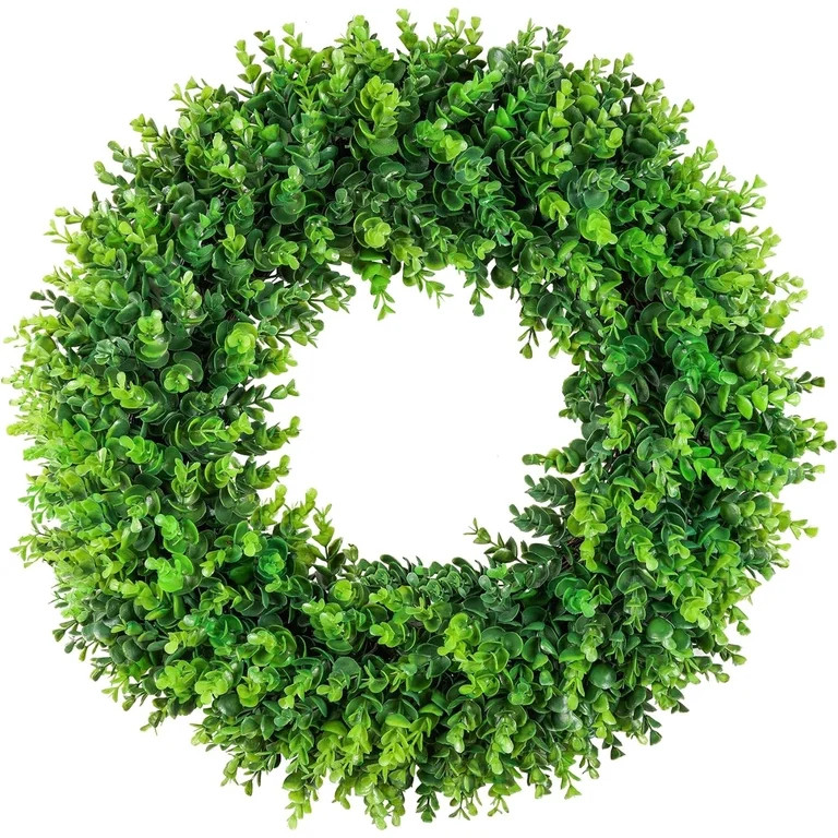 Snfy 2FT Large Boxwood Wreath Front Door 24'' Artificial Spring Wreaths for Front Door Farmhouse ... | Walmart (US)