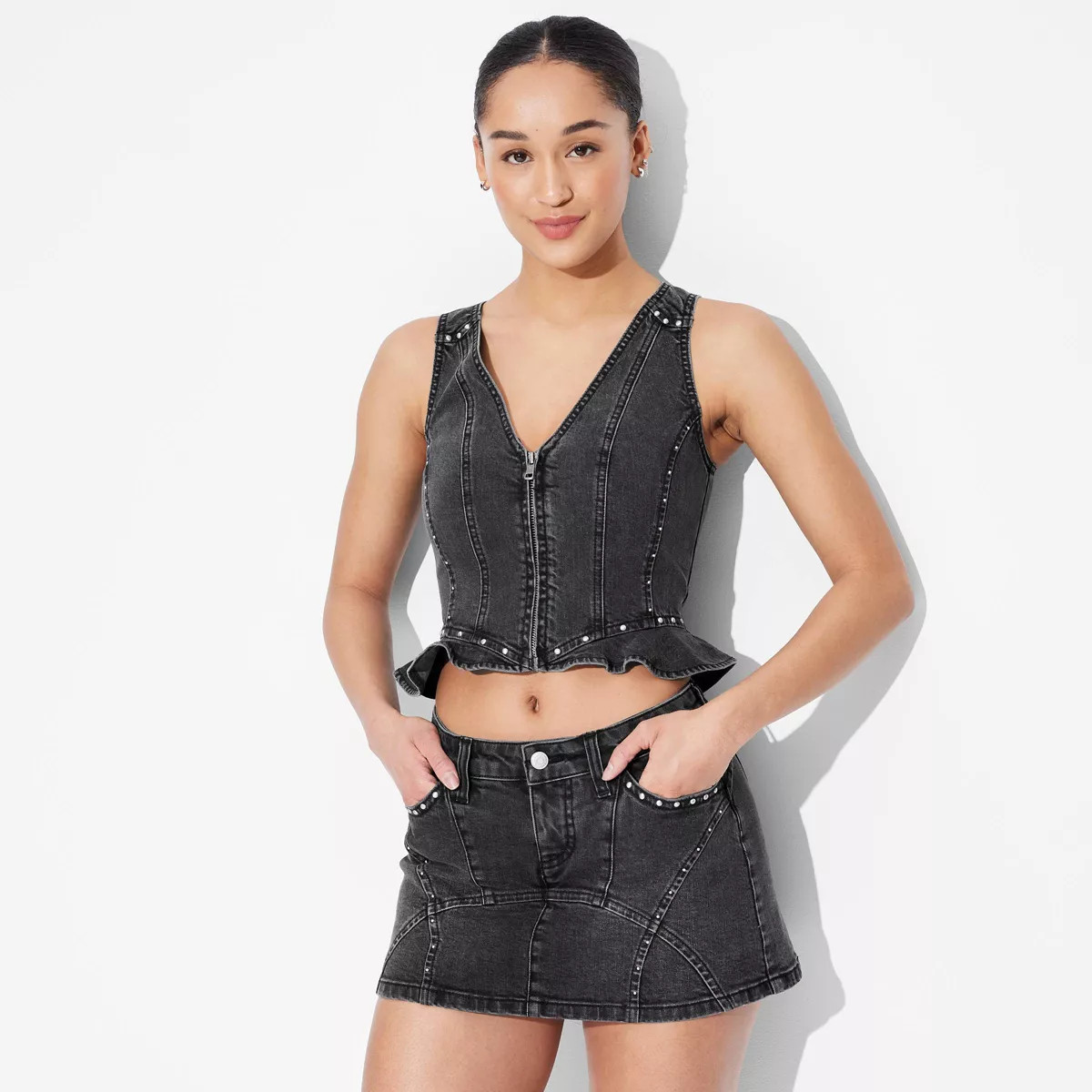 Women's Studded Western Micro Mini Skort - Wild Fable™ Black Wash | Target