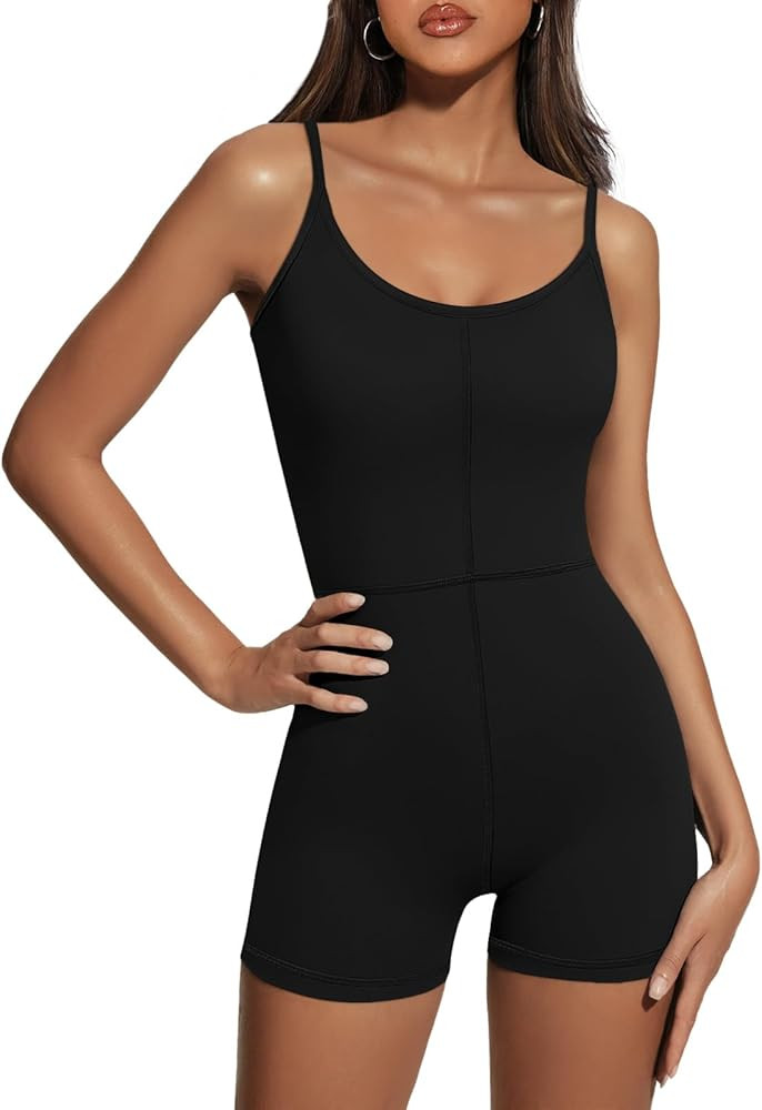 AUTOMET Womens Sexy Unitard Bodysuit Workout Rompers One Piece Summer Outfits Shorts Jumpsuits Gy... | Amazon (US)