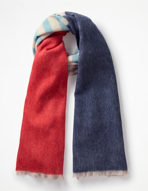 Colourful Wool Scarf Navy and Post Box Red Women Boden | Boden (US)