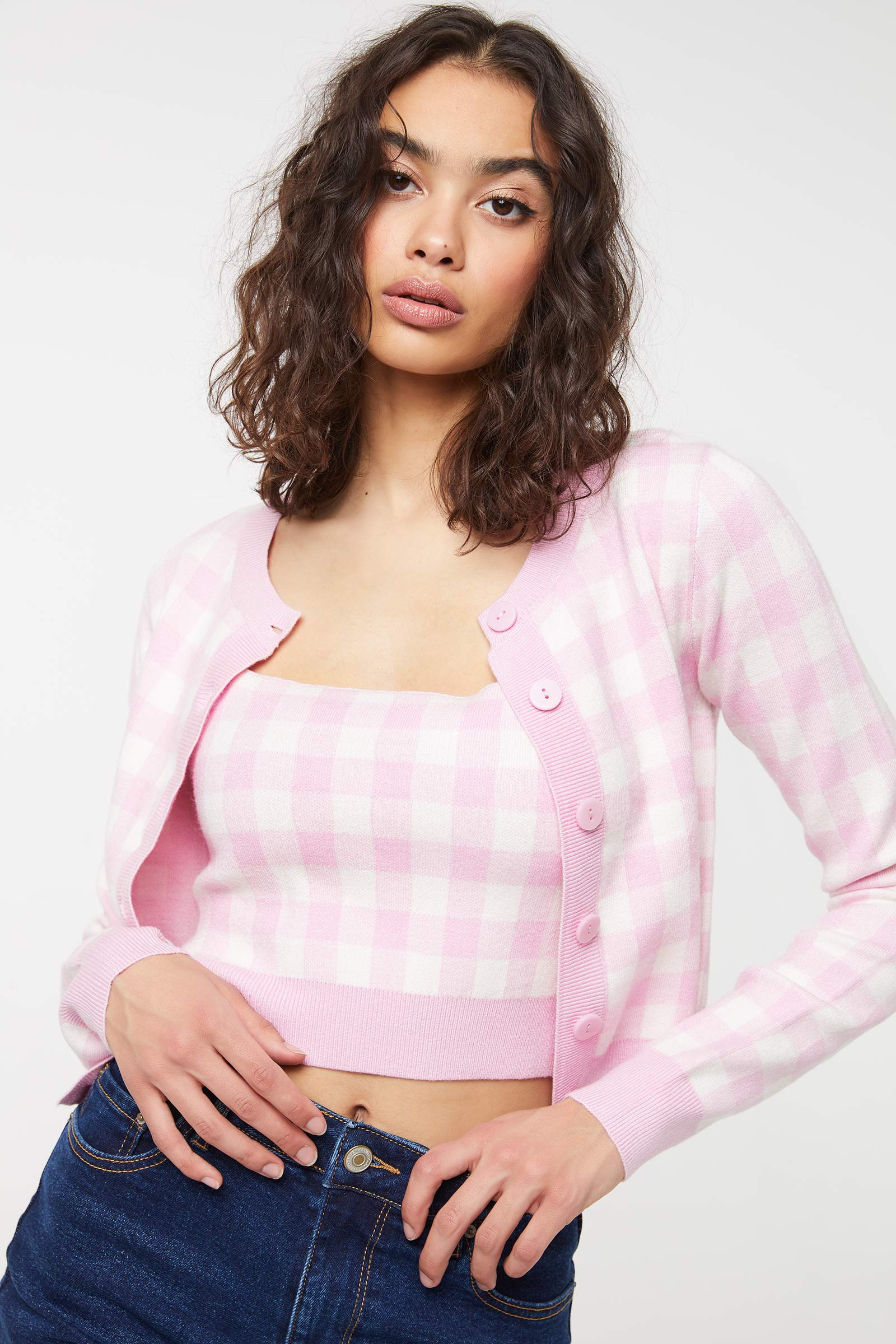 Checkerboard Jacquard Cardigan | Ardene