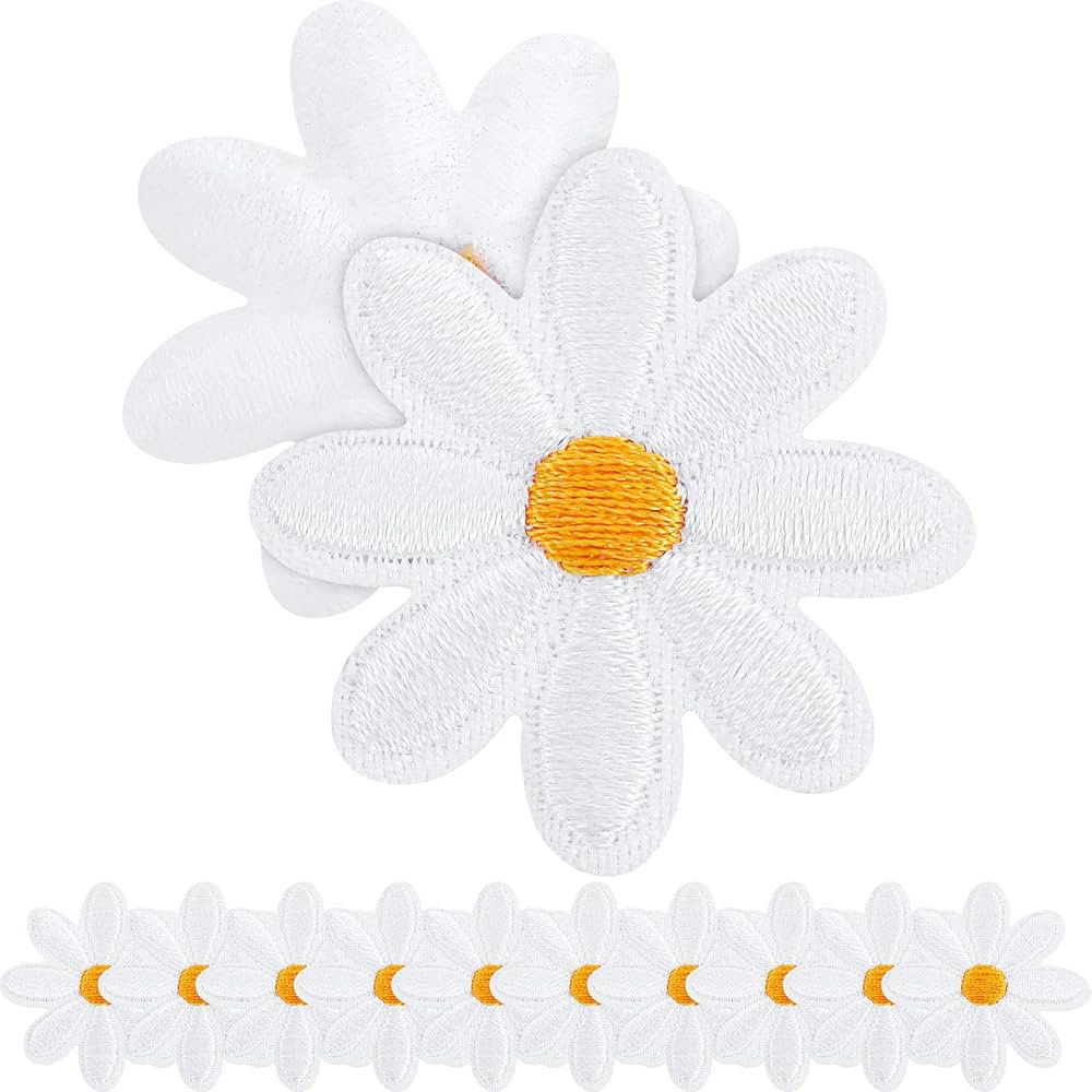 Daisy Flower Patch Clothing Iron On Patches Appliques Delicate Embroidered for DIY Decoration T-S... | Amazon (US)