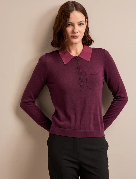 Josie Merino Wool Blend Jumper - Burgundy | Cefinn