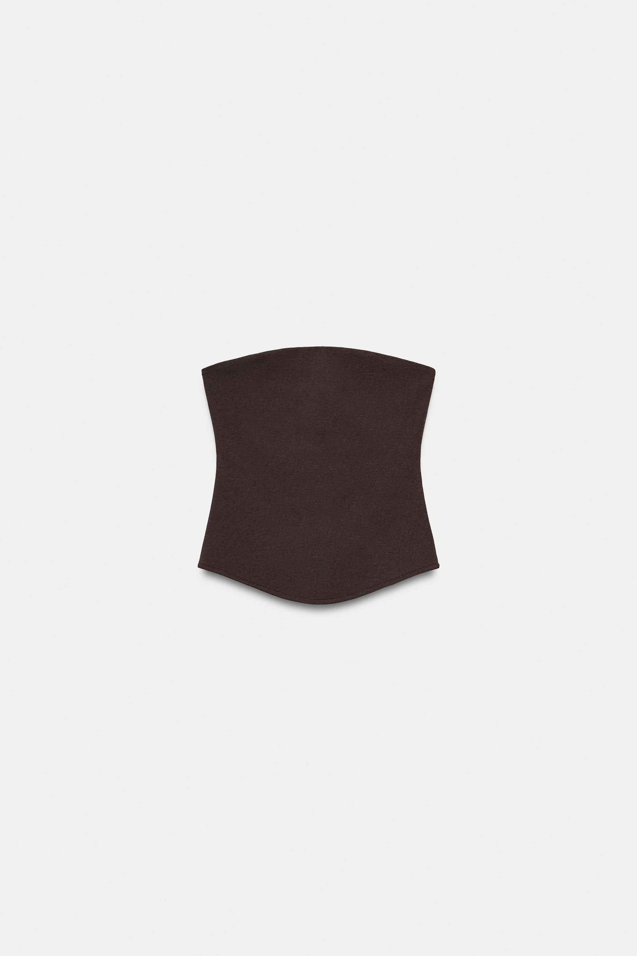 Bandeau crop top with a straight neckline and exposed shoulders. | Zara Canada