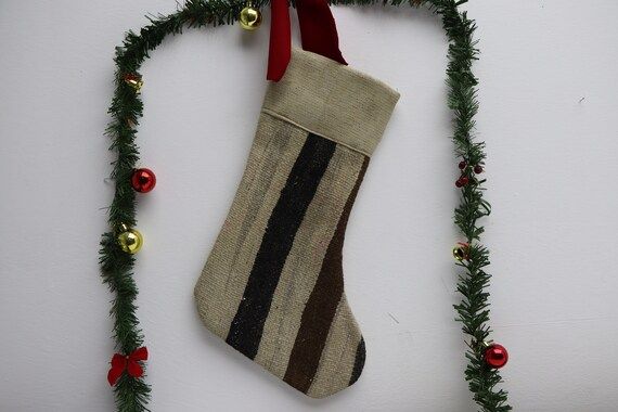 Rustic Kilim Fireplace Socks Wall Decor Christmas Stocking - Etsy | Etsy (US)