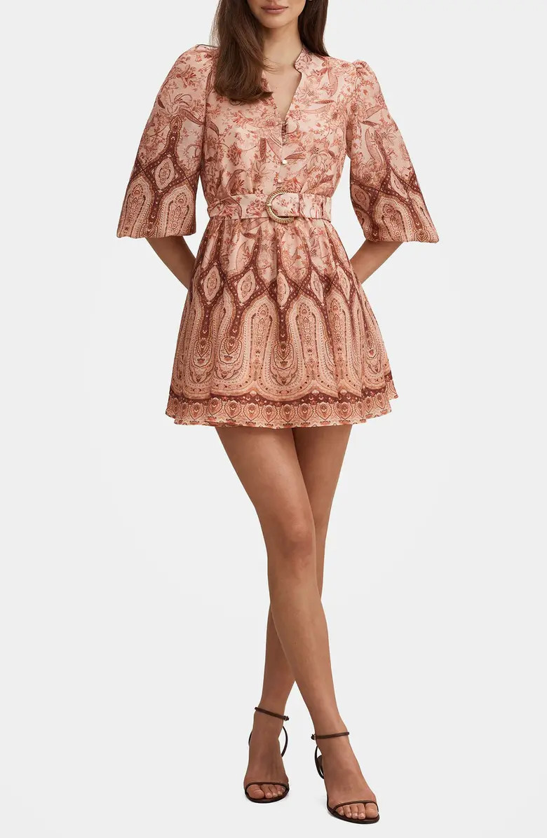Wesley Print Belted Long Sleeve Minidress | Nordstrom