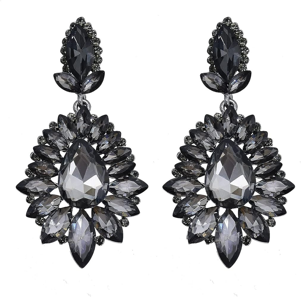 idealway Crystal Rhinestone Dangle Earrings For Women Wedding Jewelry Luxury Chandelier Drop Earr... | Amazon (US)