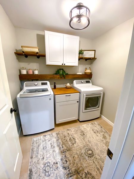 Laundry room, laundry organization, canisters, area rug, containers, modern laundry

#LTKhome