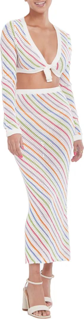 Capittana Bruna Stripe Crochet Cover-Up Skirt | White Striped Midi Skirt Outfit Crochet Skirt Outfit | Nordstrom