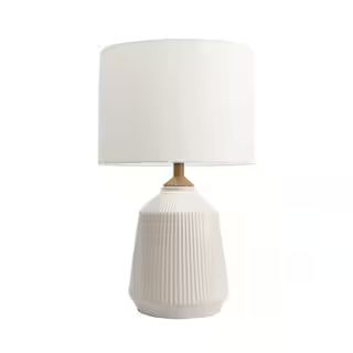 Renton 24 in. Cream Transitional Table Lamp with Shade | The Home Depot