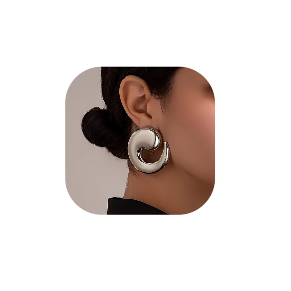 Statement Earrings for Women Chunky Gold Earrings Big Spiral Earrings Large Swirl Earrings Geomet... | Amazon (US)