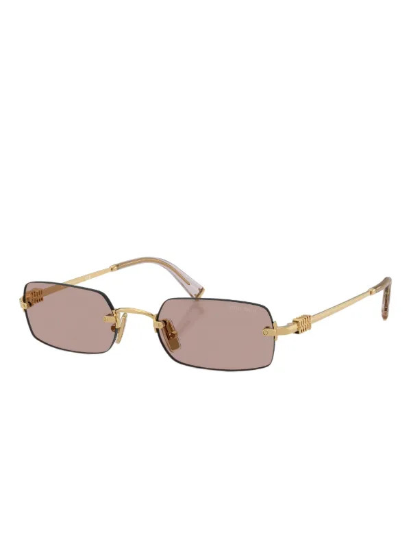 Miu Miu Eyewear rectangle-frame Sunglasses | Gold | FARFETCH CA | Farfetch Global