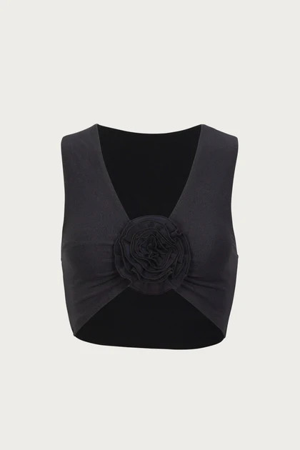 Rose Tank Top (Faux Suede Black/Black) | SAME