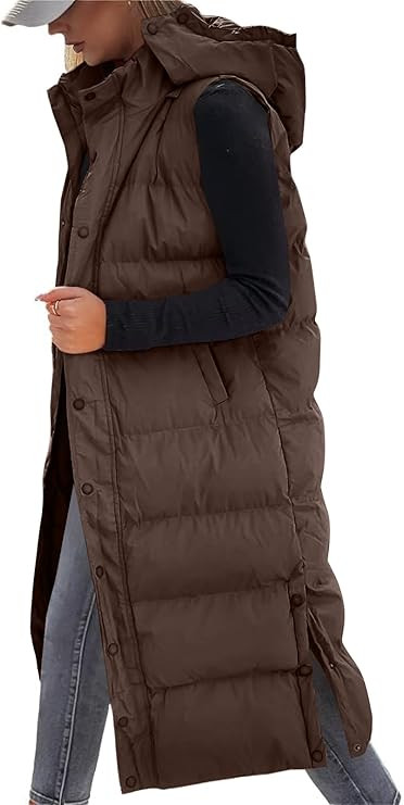 Grlasen Womens Long Puffer Vest Hooded Sleeveless Winter Coats Quilted Warm Zip Up Padded Outerwe... | Amazon (US)