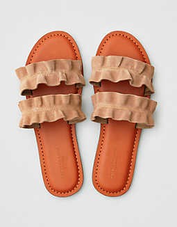 AE Double Ruffle Strap Sandal | American Eagle Outfitters (US & CA)