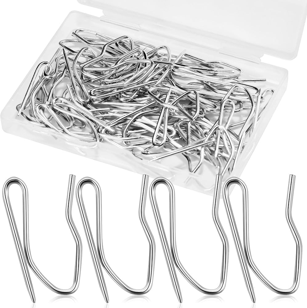 Junreox 58PCS Curtain Hooks for Drapes, Premium 1.25IN Rustproof Drapery Hooks Pins for Pleat Cur... | Amazon (US)
