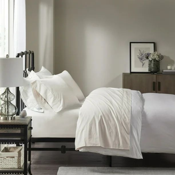 Comfort Classics Peached Percale 100% Cotton Sheet Set, Ivory, King | Walmart (US)