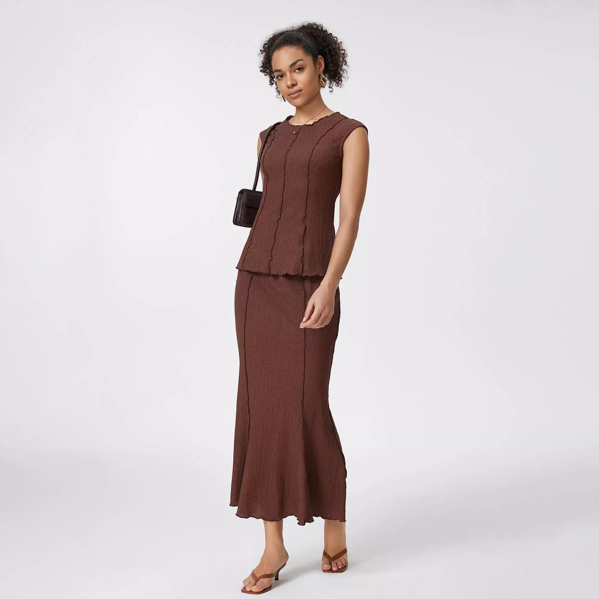 Women's Short Sleeve Textured Blouse - A New Day™ Brown M | Target