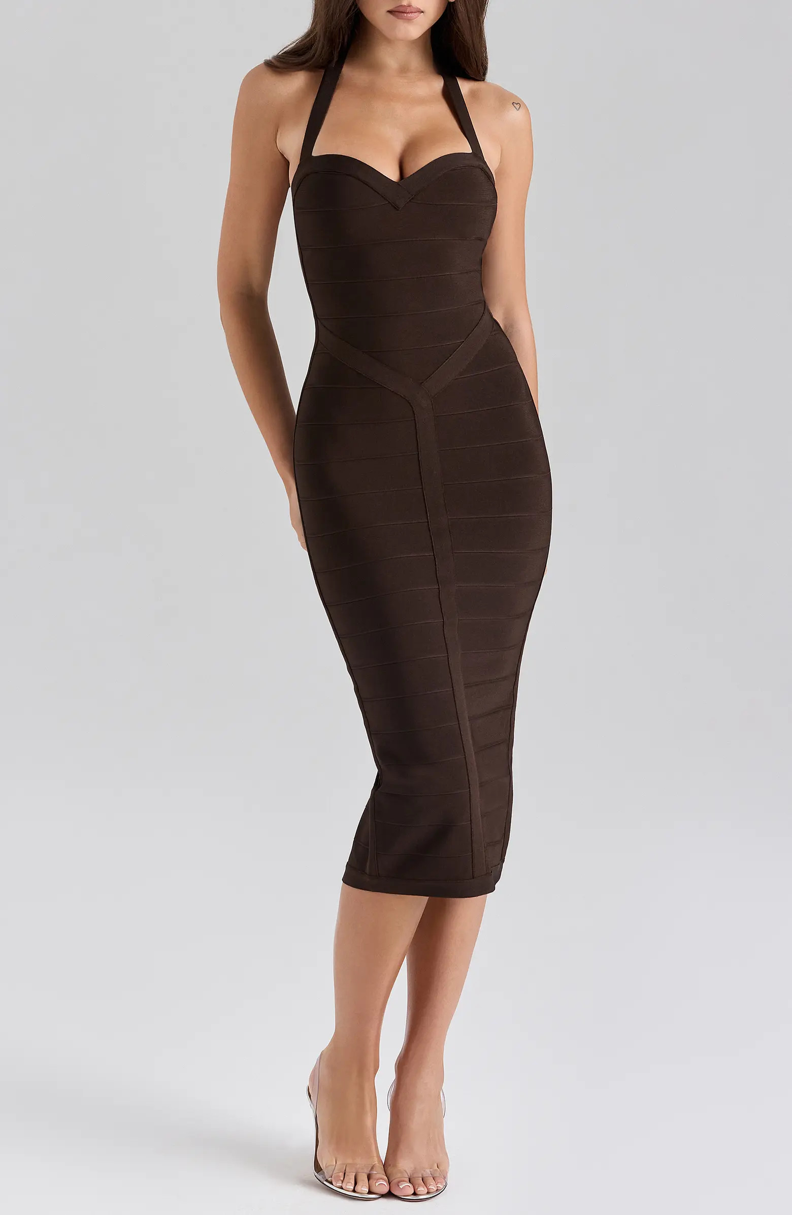 HOUSE OF CB The Supermodel Halter Neck Bandage Midi Dress | Nordstrom | Nordstrom