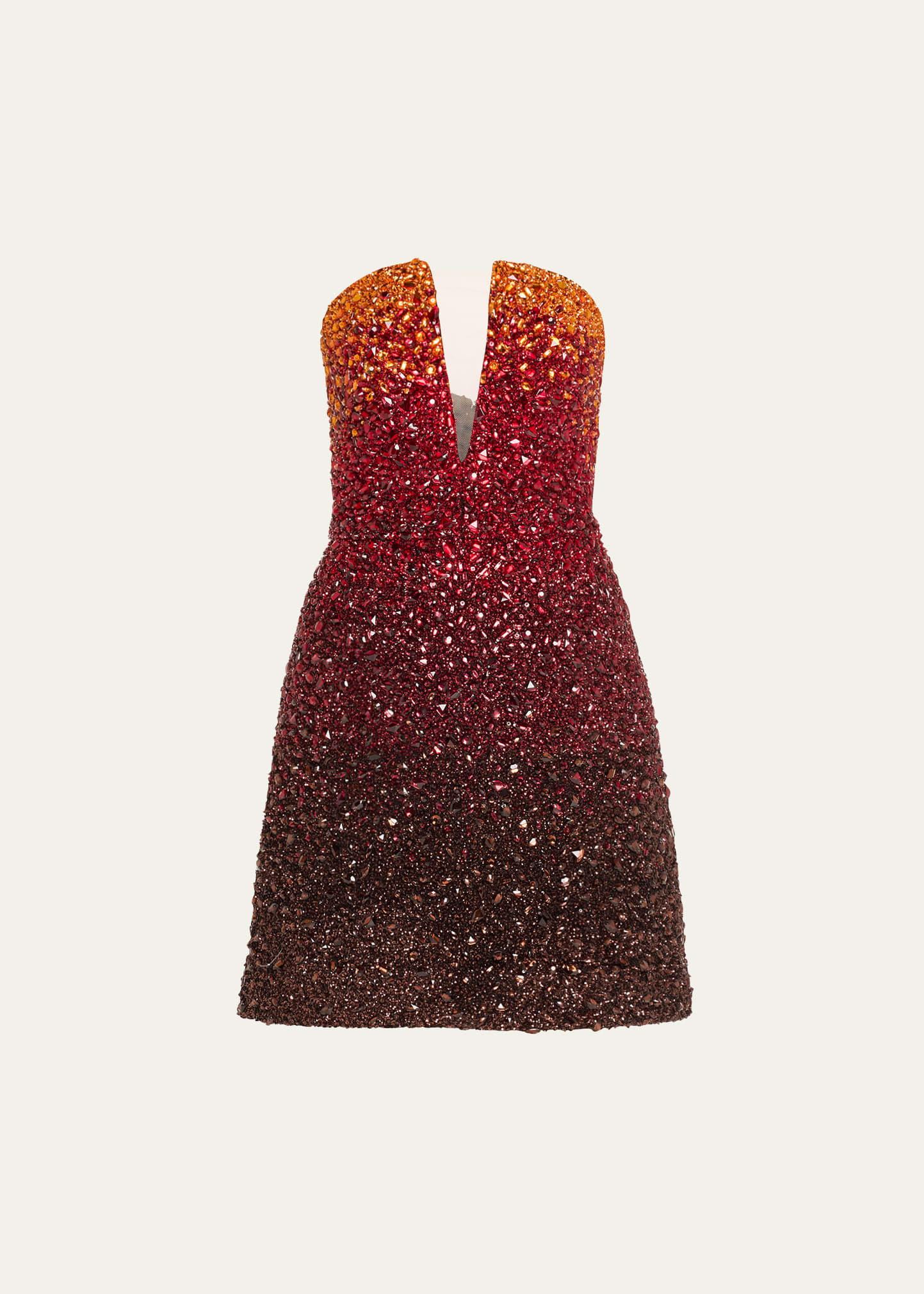Pamella Roland Ombre Crystal Strapless Short Cocktail Dress | Bergdorf Goodman