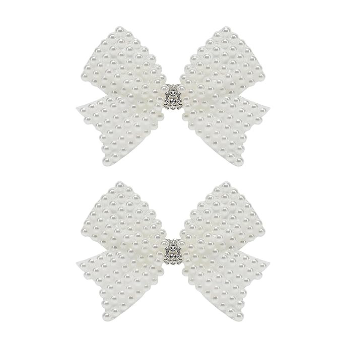2 Pcs White Pearl Hair Bows: Elegant Accessories for Girls, Perfect for Weddings and Everyday Wea... | Amazon (US)