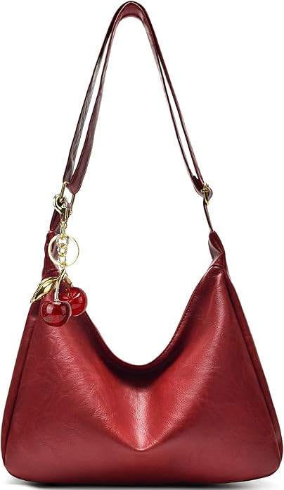 Hobo Bags for Women Leather,Foldable Slouchy Shoulder Purse Crossbody Handbag,Soft Vegan Brown To... | Amazon (US)