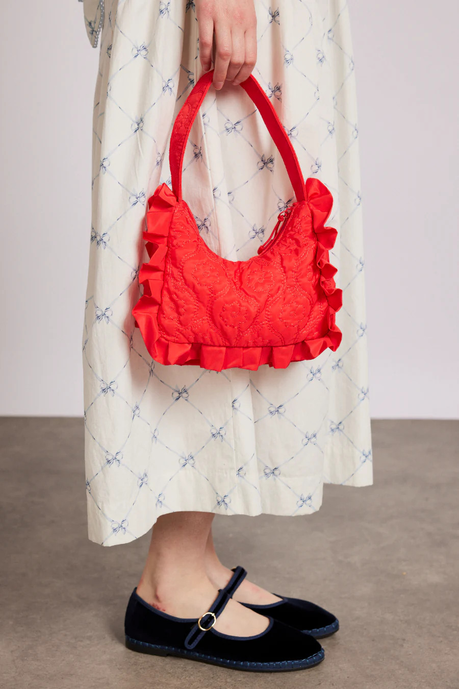 90's frill shoulder bag - red | Damson Madder
