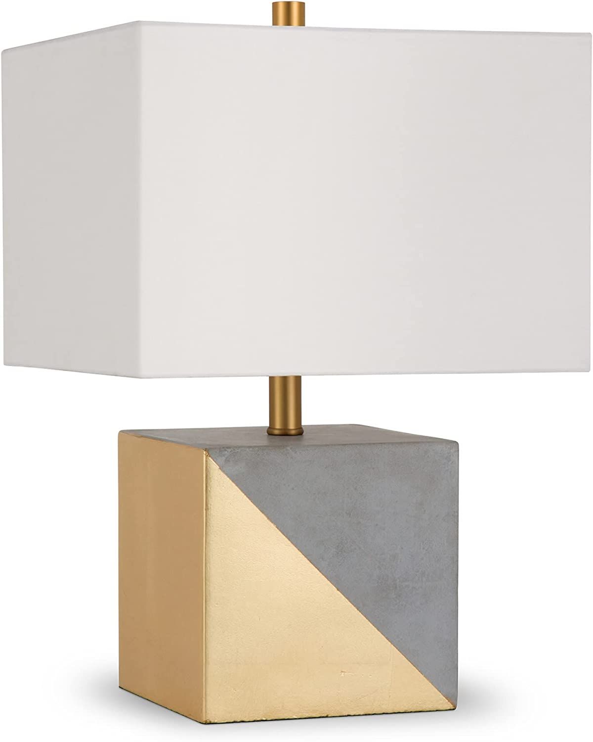 Henn&Hart Severin 18.5" Tall Gold-Dipped Concrete Table Lamp with Fabric Shade in Gold and Concre... | Amazon (US)
