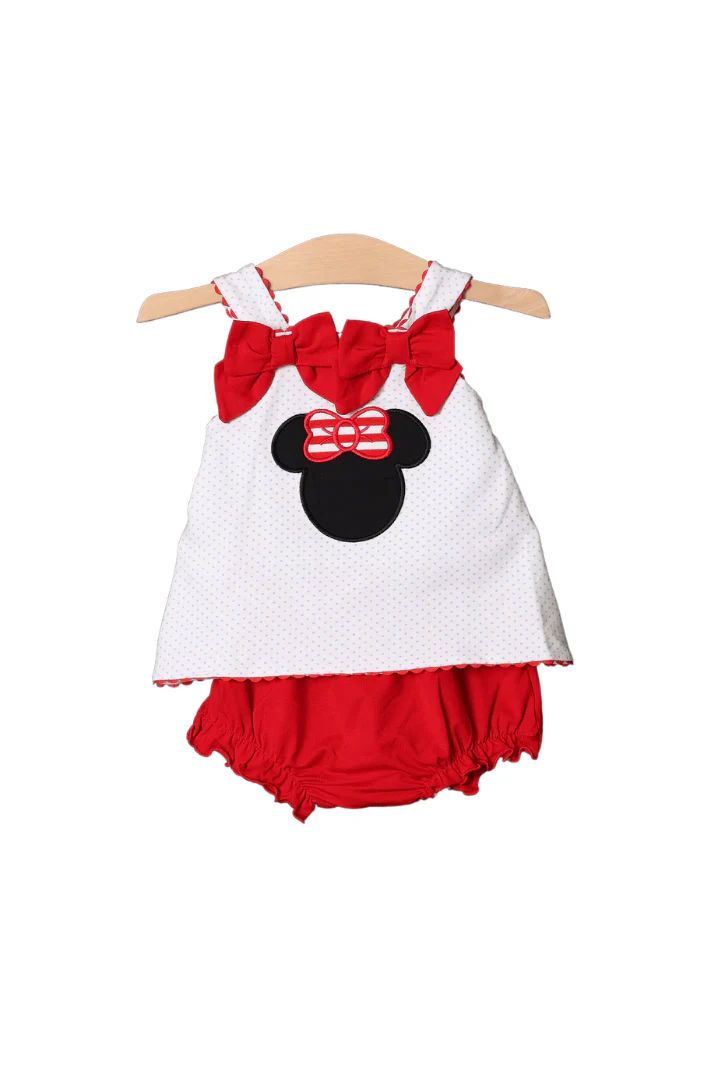Mouse Applique Bow Bloomer Set | The Smocked Flamingo