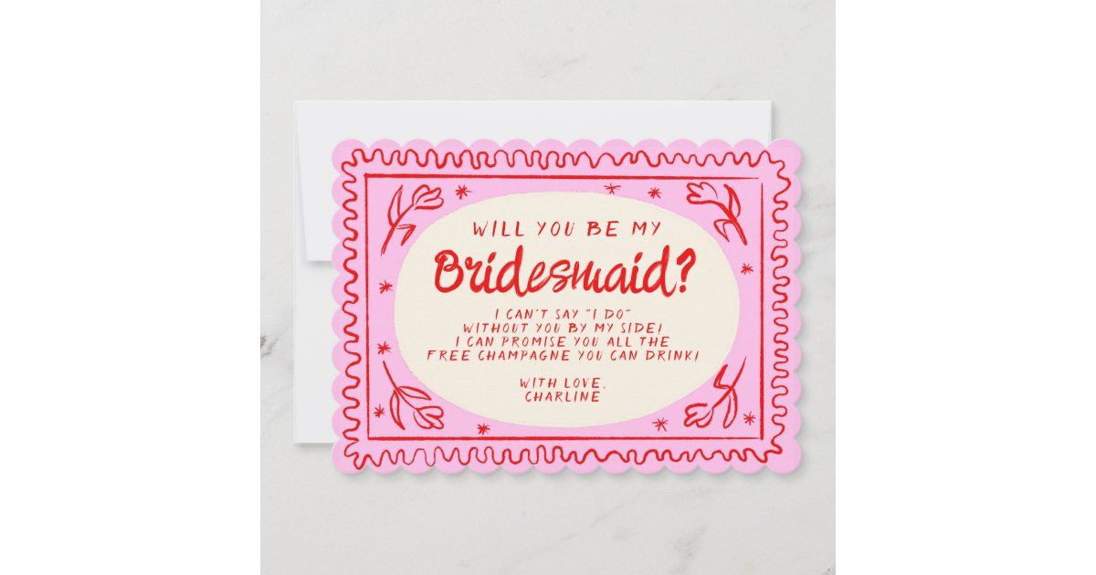 Retro Pink & Green Wavy  Bridesmaid Proposal  Invitation | Zazzle | Zazzle