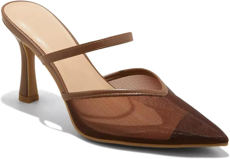 USIMAD Women's Mesh Mule Heels with Memory Foam Insole Pointy Toe Arch Support | Amazon (US)