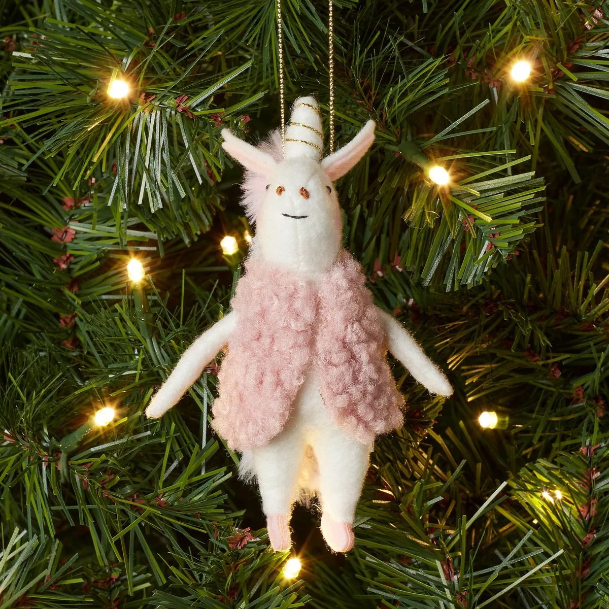 Felt Unicorn Wearing Vest Christmas Tree Ornament White/Blush - Wondershop™ | Target