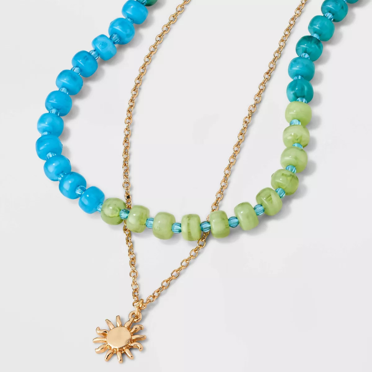 Beaded Sun Drop Multi-Strand Pendant Necklace - Universal Thread™ Gold/Pink | Target