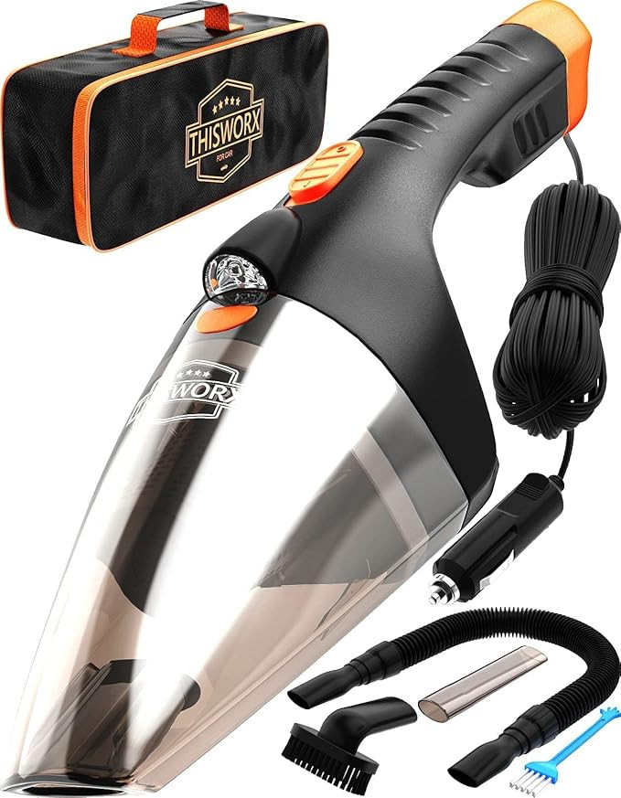 ThisWorx Car Vacuum Cleaner - LED Light, Portable, High Power Handheld Vacuums w/ 3 Attachments, ... | Amazon (US)