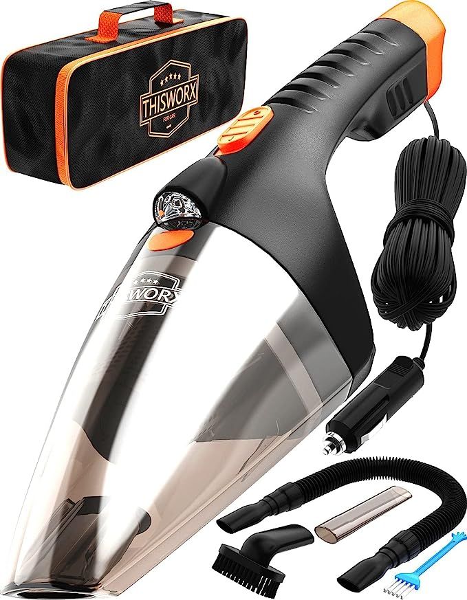 ThisWorx Car Vacuum Cleaner - LED Light, Portable, High Power Handheld Vacuums w/ 3 Attachments, ... | Amazon (US)