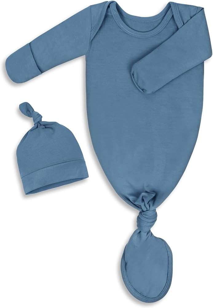 Amazon.com: Mikccer Baby Newborn Knotted Gown 0-6 Months, Super Soft Infant Long Sleeve Sleepwear... | Amazon (US)