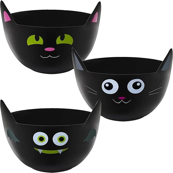 Zcaukya Halloween Party Supplies, Set of 3 Halloween Plastic Trick Treat Candy Bowls, Large Hallo... | Amazon (US)
