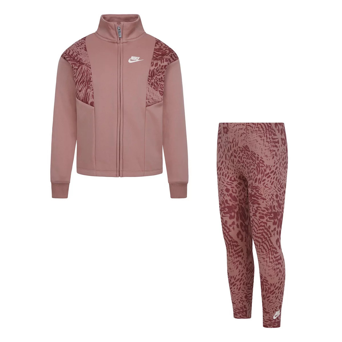 Girls 4-6X Nike Cheetah Print Swoosh Full Zip Jacket and Leggings Track Set | Kohl's