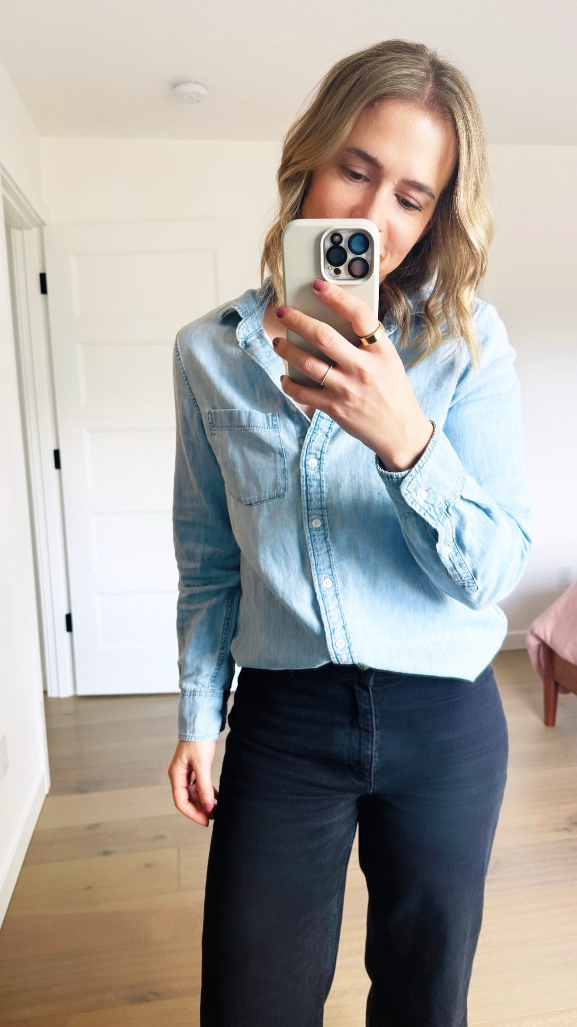 My favorite organic denim shirt! Goes with anything. 