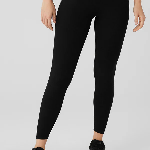 Alosoft High-Waist 7/8 Highlight Legging - Black | Alo Yoga (US)